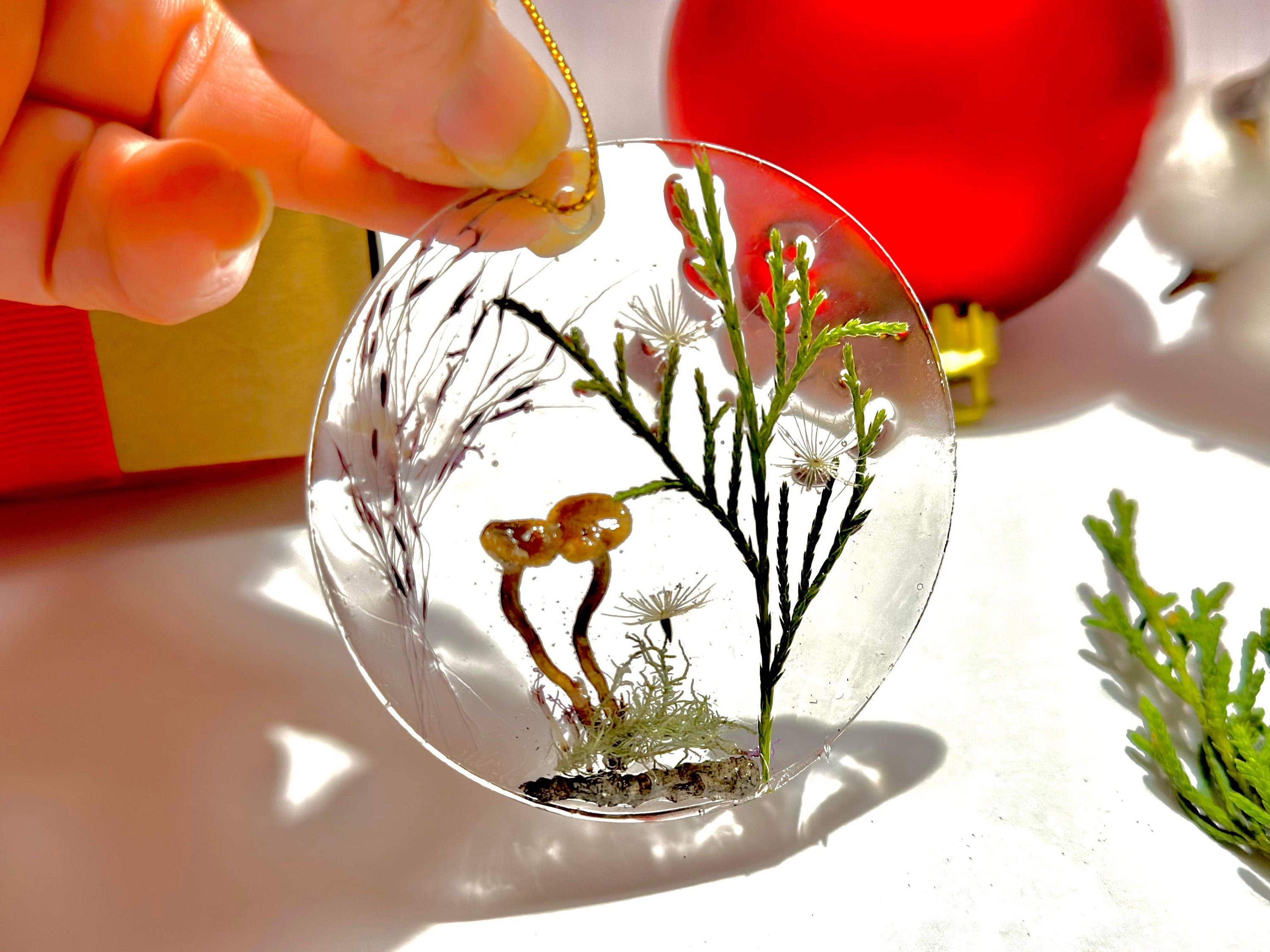 Personalized Family Name Mushroom Forest Christmas Ornament Suncatcher: Unique Car accessories