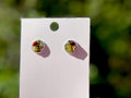 Tiny Mushroom Earrings: Pressed Flower Fern Resin Studs, Birthstone