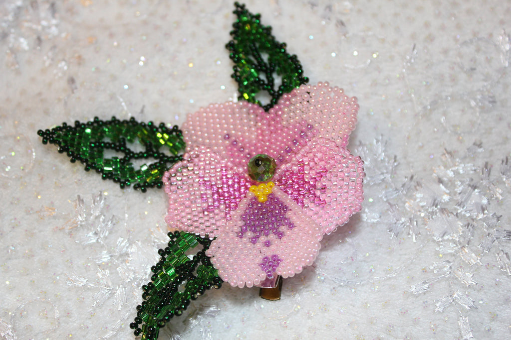 Pansies flowers beaded brooches, bridesmaid wedding accessory, flower hair clips, flower hair piece, gifts for kids girls 12 gift women wife